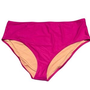 J.Crew‎ Re-Imagined High-Waisted Bikini Bottom - Size 3X NWT Pink Full Coverage